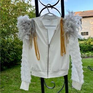 Elton John inspired white costume jacket